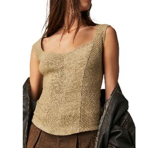 FREE PEOPLE BOSS BABE CORSET STYLE TOP XL TAN